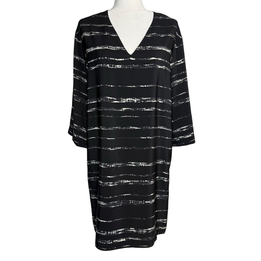 Vince 100% Silk Tunic Dress XS‎ Black V-Neck Minimalist Quiet Luxury Oversized - Picture 2 of 10